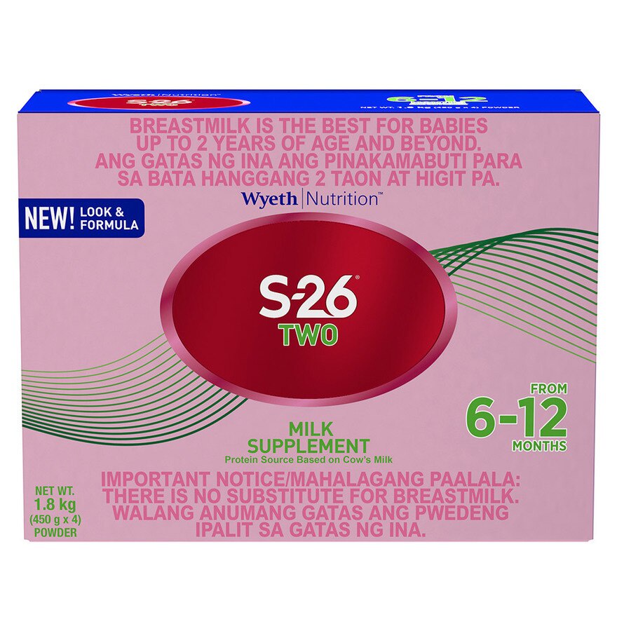 S26 TWO Milk Supplement For 6-12 Months Bag in Box 1.8 Kg (45g x 4)
