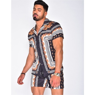 2021 New Fashion Men Sets M-3XL Pool Party Shirt Mens Hawaiian Shrit Printing Short Outfit Summer Casual Floral Shirt #6