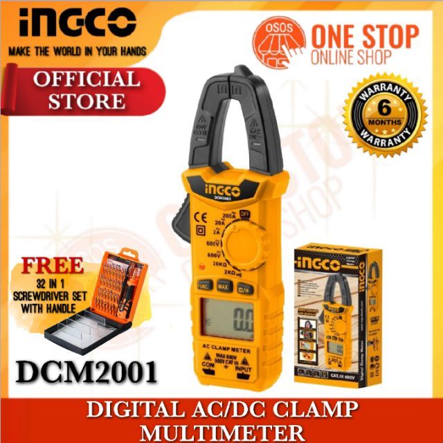 INGCO Digital AC/DC Clamp Meter Multimeter DCM2001 Shopee Philippines