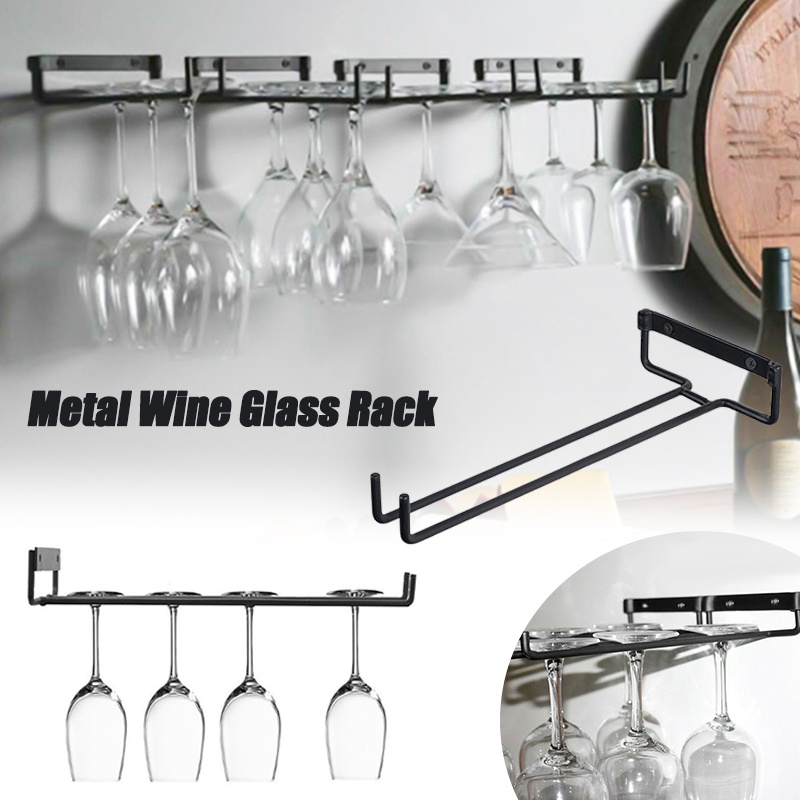 11 Inch Wall Mountable Wine Glass Rack Wrought Iron Wine Glass Holder