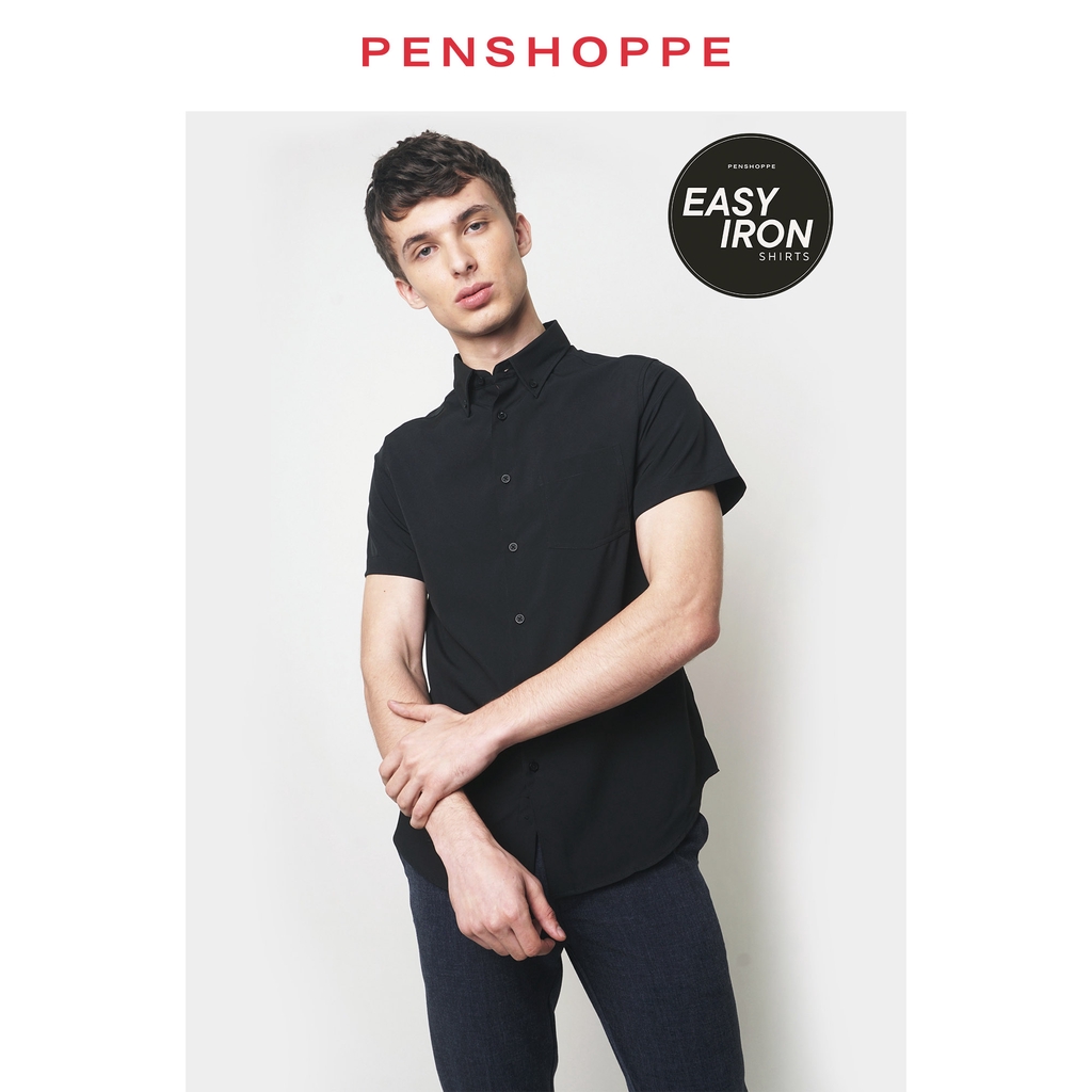 Men's Easy Iron Short Sleeve Shirt (Black/Blush) Shopee Philippines