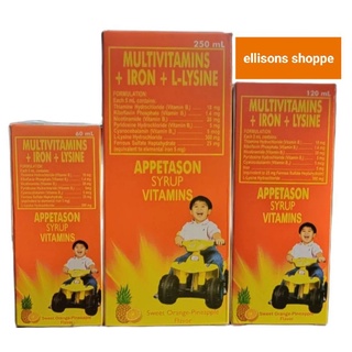 Appetason Vitamin B Complex+ Iron and Lysine  Syrup VITAMINS 60ml,120ml and 250ml