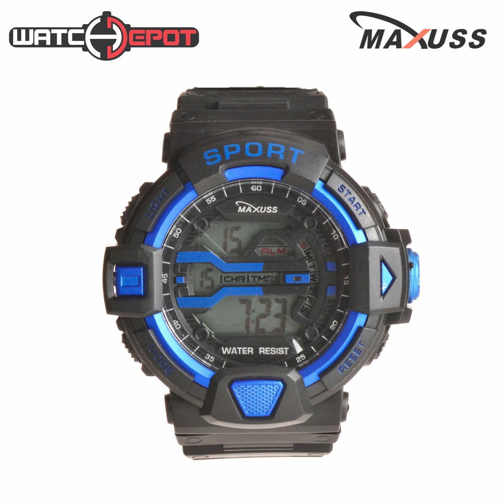 Maxuss Mens Rubber Sports Watch 9985 (Black/Blue) Shopee Philippines