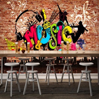 Custom 3D Murals Wallpaper City Music Art Graffiti Brick Wall Large Wall Painting Poster Bar Restaur #2