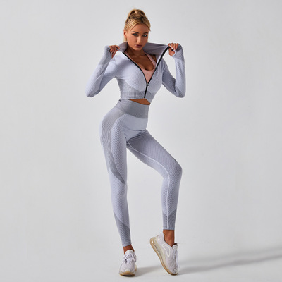 Bonjanvye Womens Yoga Suit 3 Piece Running Tracksuit Gym Fitness Outfit Workout Activewear Suit for Girls 