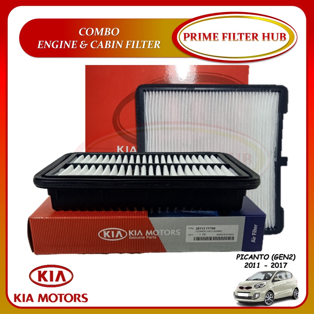 Combo Engine Air Filter and Cabin Filter for KIA Picanto Gen2 (2011 ...