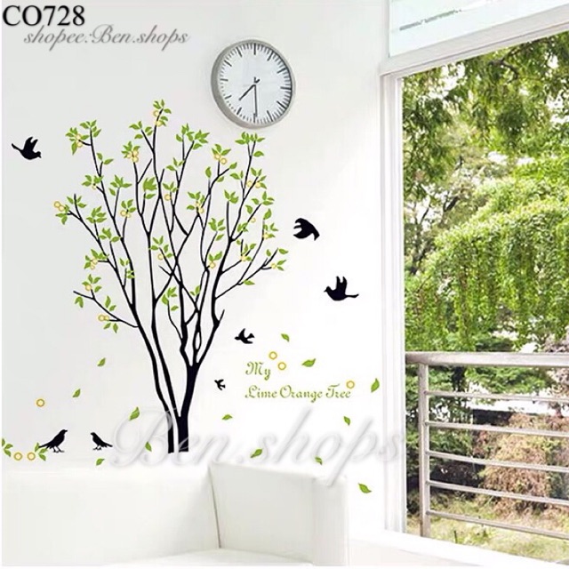 3D Orange Tree wall sticker easy removable self adhesive waterproof Pvc