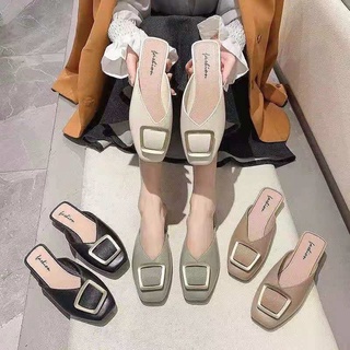 【YY】 women square buckle flat loafers shoes(add one size )
