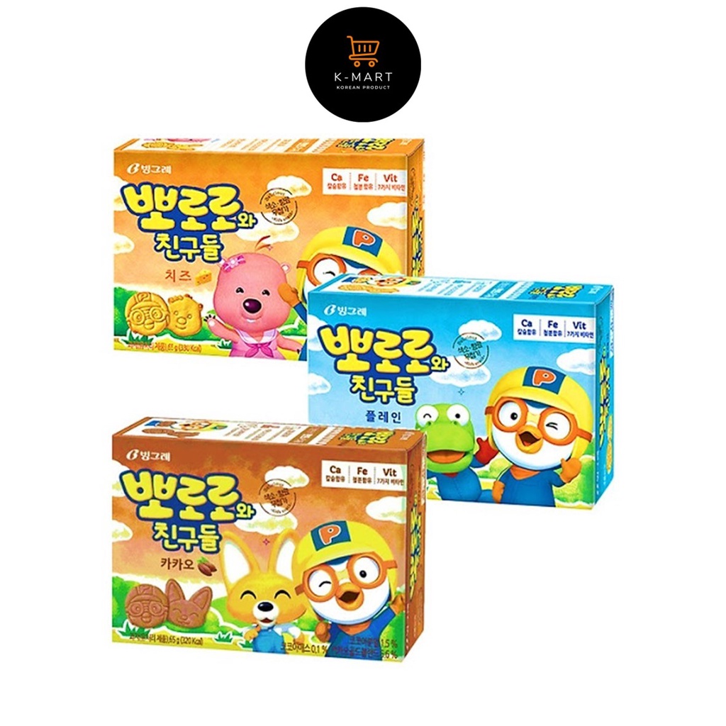 Binggrae Pororo Plain, Cacao, Cheese Biscuit 65g Korea | Shopee Philippines