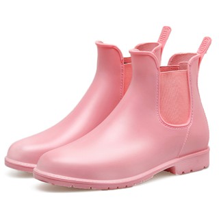 pink ankle rain boots