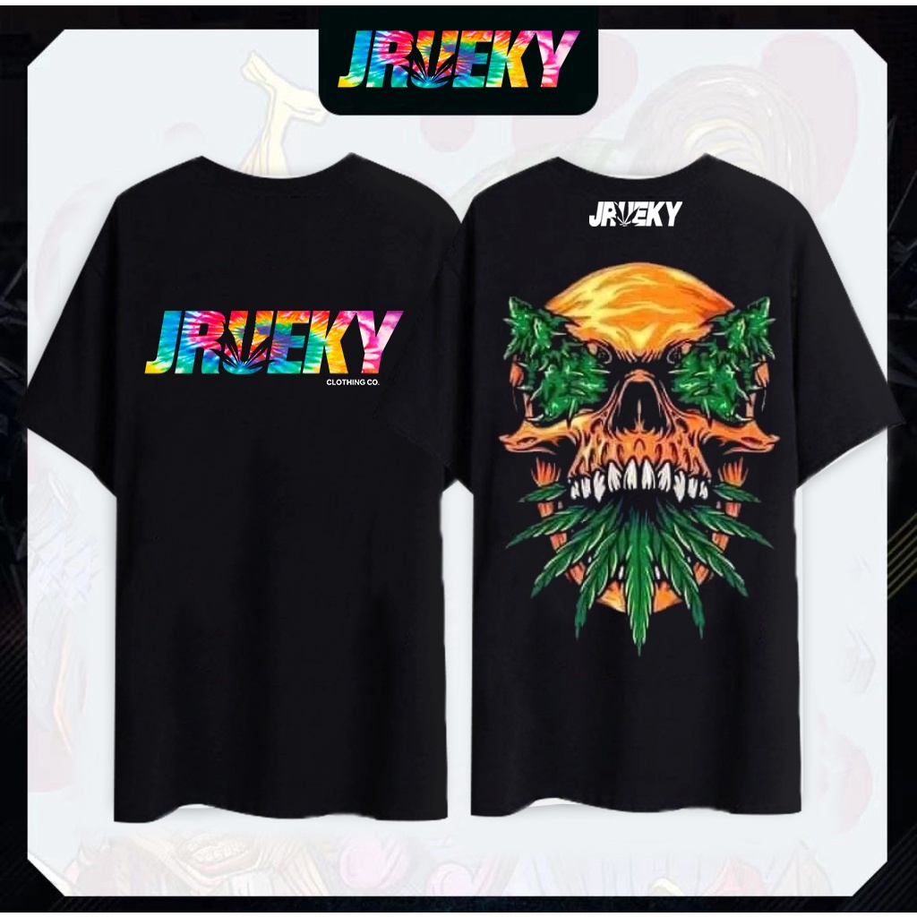 ️Jrurky front design (skull) smoke cotton T-shirt sports hip hop oversized T-shirt