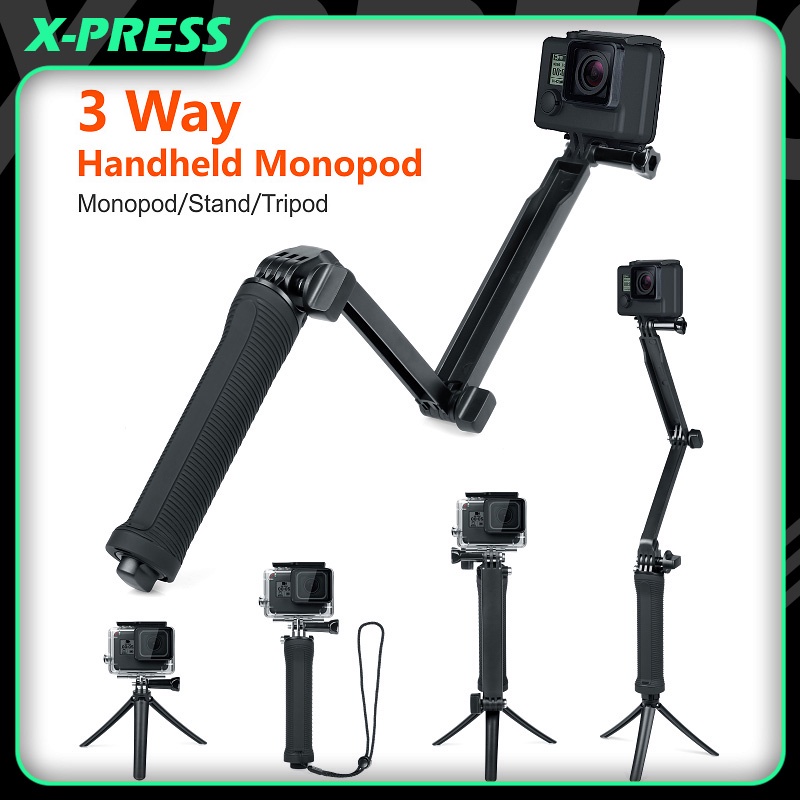 Selfie Stick Tripod 3 Way Waterproof Monopod for GoPro Hero 10 9 8 Yi