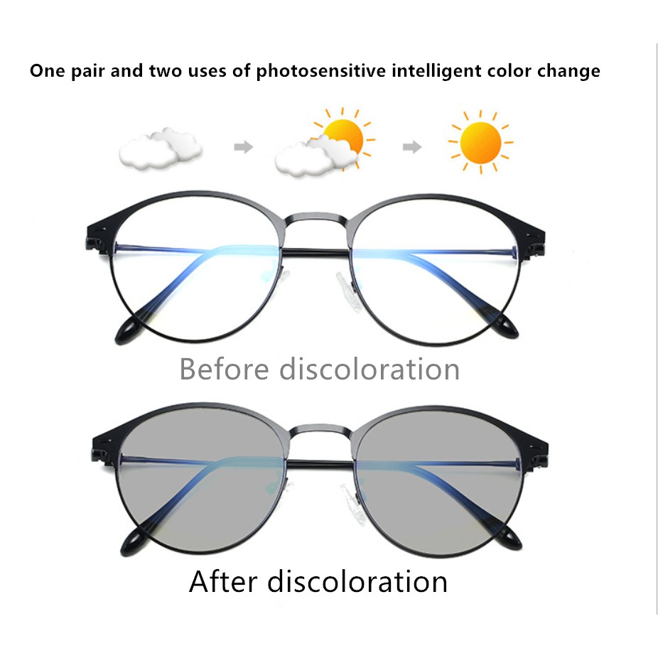 Photochromic Eyeglasses Whit Anti Radiation Anti Blue Ray Classic Glasses Sunglasses For Men