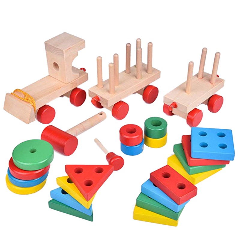 wooden train stacking toy