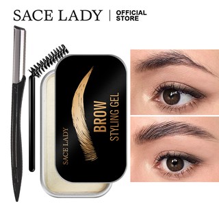 SACE LADY 3pcs Eyebrow Soap Set Waterproof Brow Stamp Styling Soap Long Lasting Drawing Eyebrow Gel + Eyebrow Razor + Brush Makeup Dundle