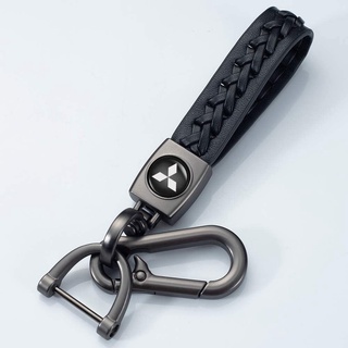 NEW Boutique Soft Sheepskin Fashion Leather Metal Car Logo Keychain Key Fob for Mitsubishi #1