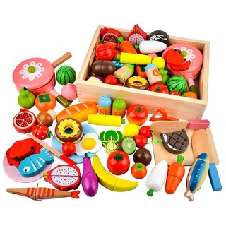 MGSS PH Wooden Pretend Play Cutting Fruits Vegetables Foods Kitchen Puzzle Education Toys Dessert