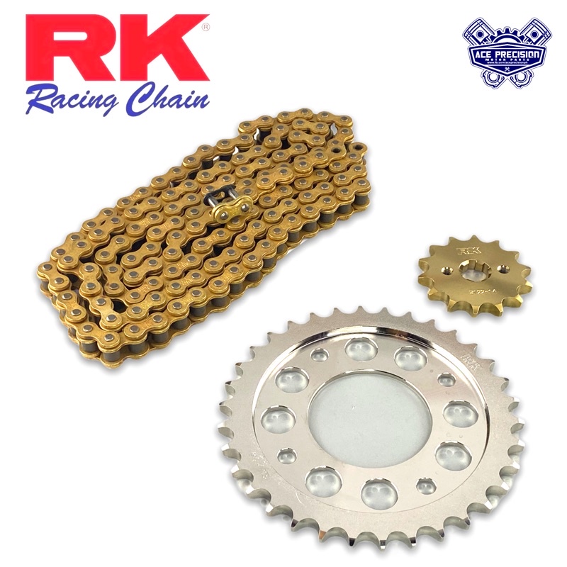 RK CHAIN & SPROCKET SET WAVE100/125/XRM STEEL 428 (Nickel Rear