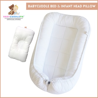 Pure White Babycuddleph Bed and head Pillow/Baby nest/ Travel Bed