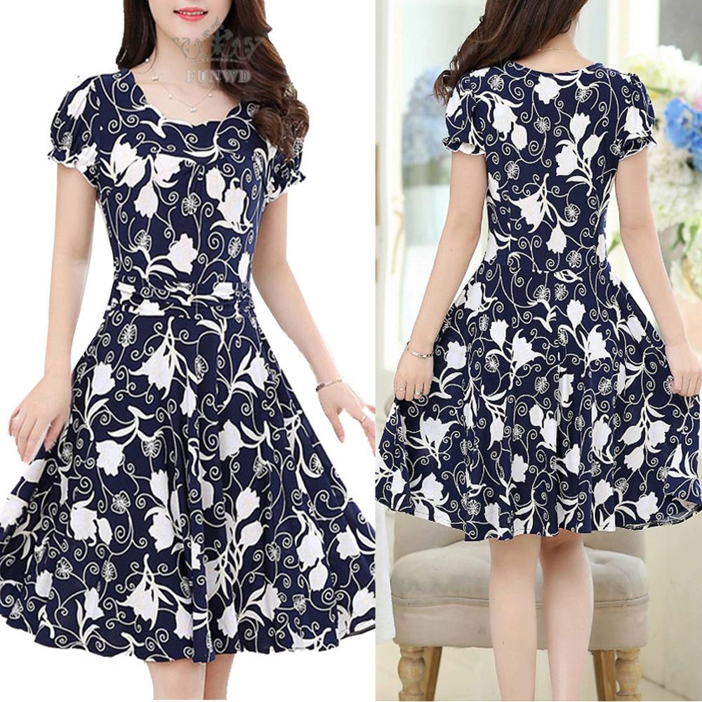 floral knee length dress with sleeves