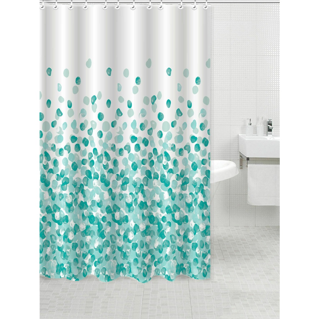 Waterproof Shower Curtains Modern Designs Printed & Plain 12 Hook Set 180x180cm 