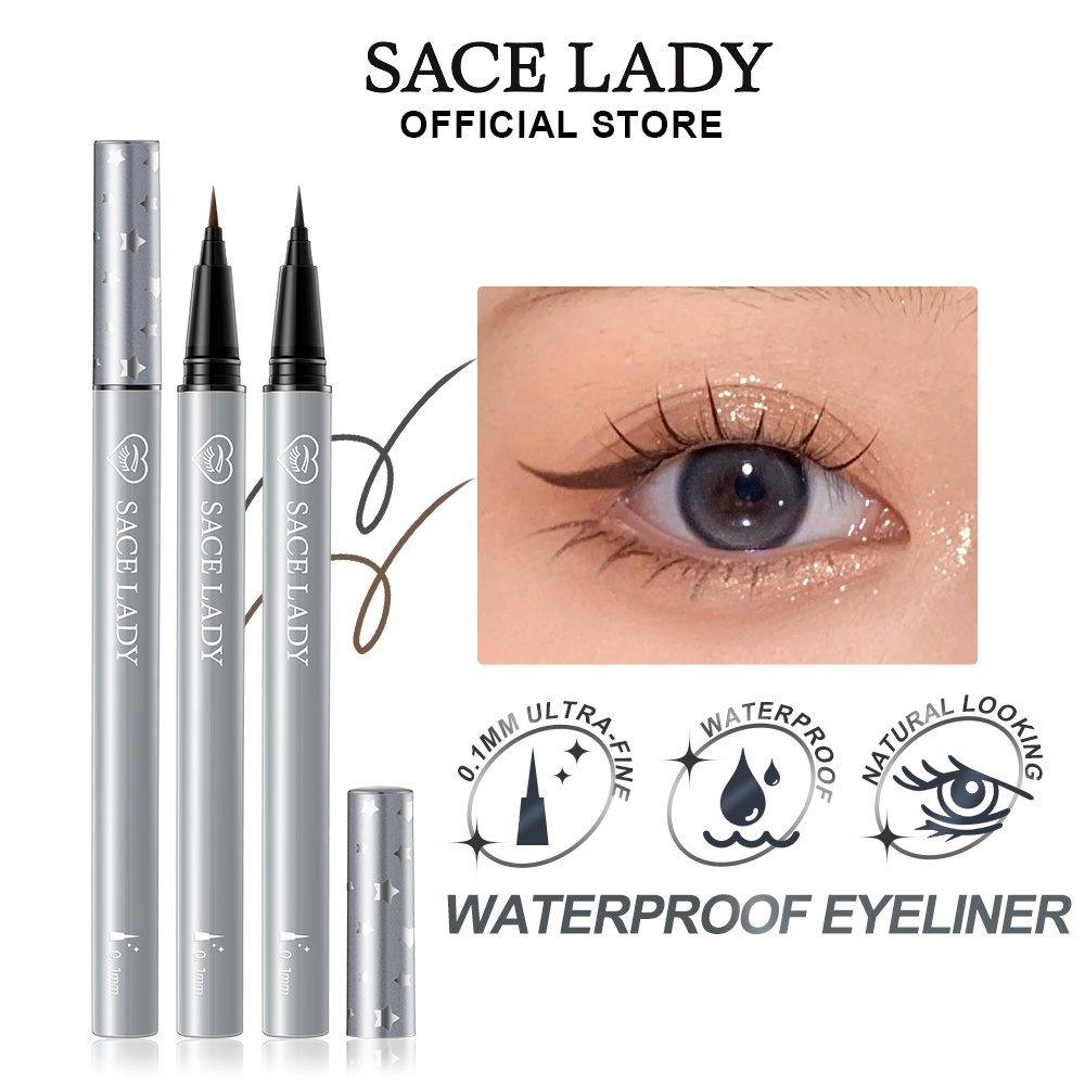 Sace Lady Ultra Fine Color Liquid Eyeliner Pen Waterproof Smoothing Long Lasting Light Brown 