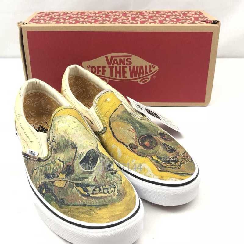 vans skull slip ons van gogh