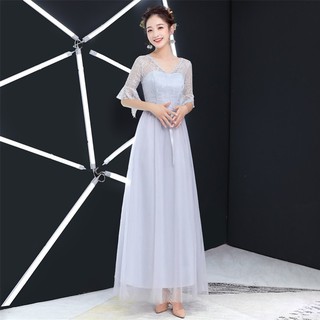grey long formal dress