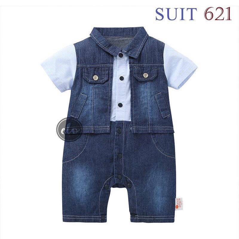 baby boy denim short overalls