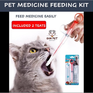 GUN PET Feeding Kit Small Animal Dog Cat Medicine Silicone Syringes Alat Bantuan Beri Ubat Drontal Cat 宠物喂食器