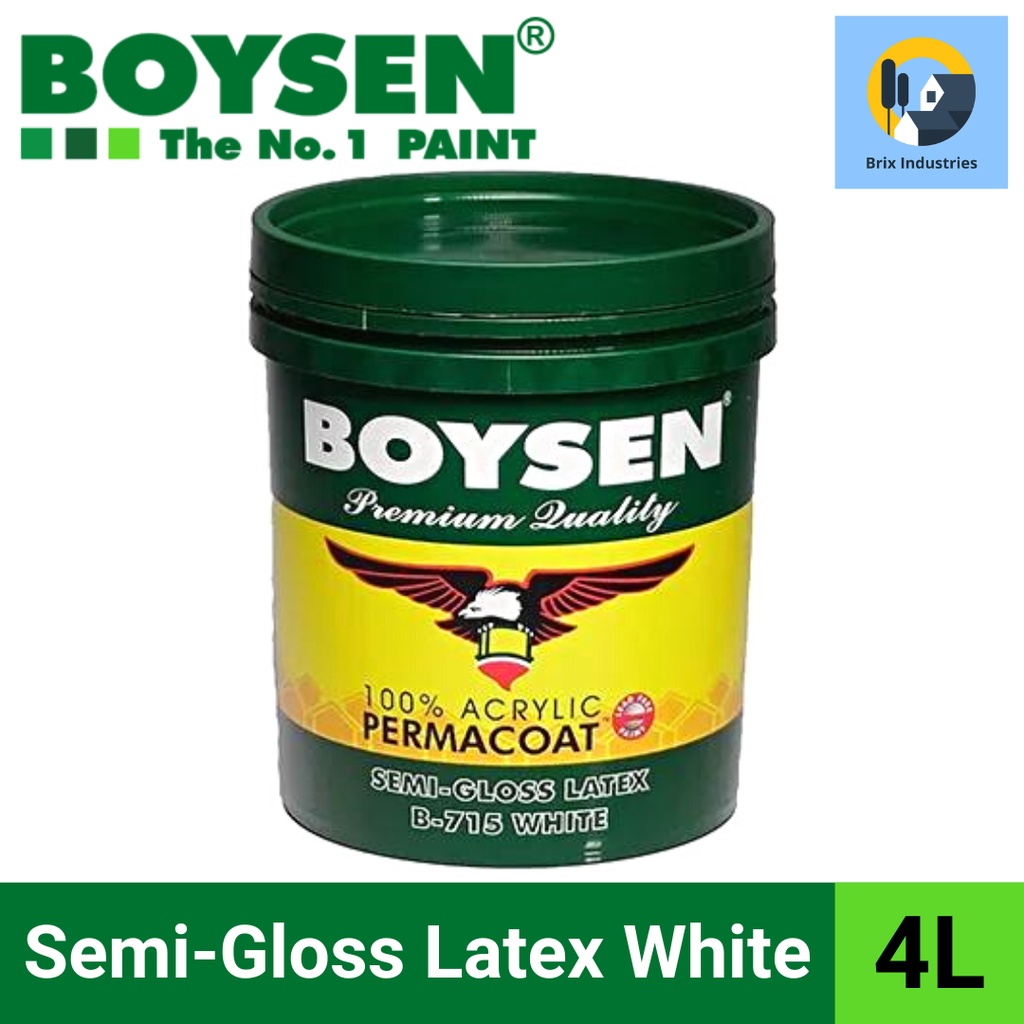Boysen Permacoat SemiGloss Latex White 4 Liters (Gallon) B715 100 Acrylic WaterBased