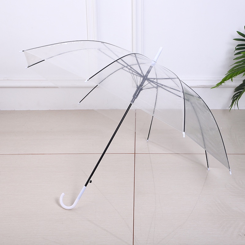 Japanese style color transparent umbrella straight bar plastic automatic transparent umbrella a