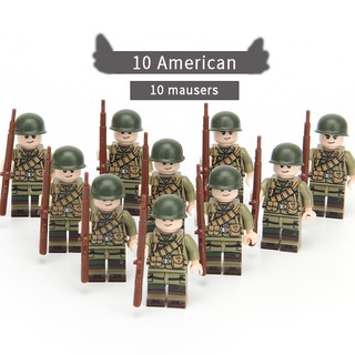 WW2 Army Soldiers British Germany Troops Minifigures 21/48pcs Building Blocks US
