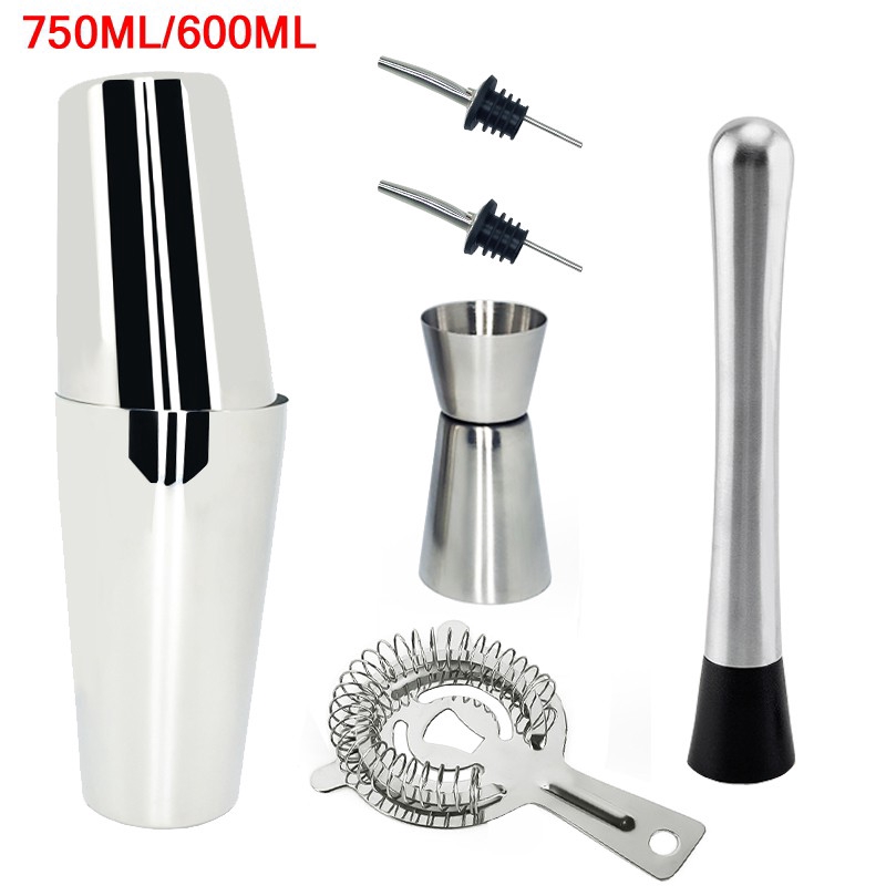 7 Piece Set Of Boston Cocktail Shaker Bartender Set For Professional ...