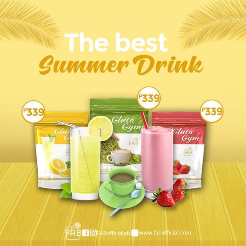 FAB Gluta Gym (Green Coffee Mix, Milk Strawberry, Lemonade) Detox