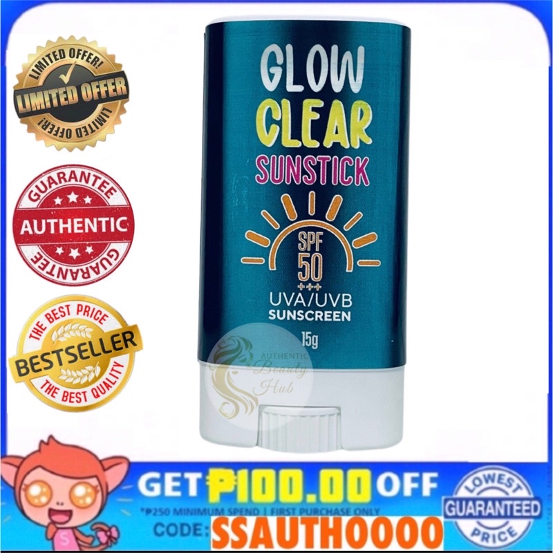 Authentic Glow Clear Sunstick 15g Sunblock Sunscreen FDA APPROVED