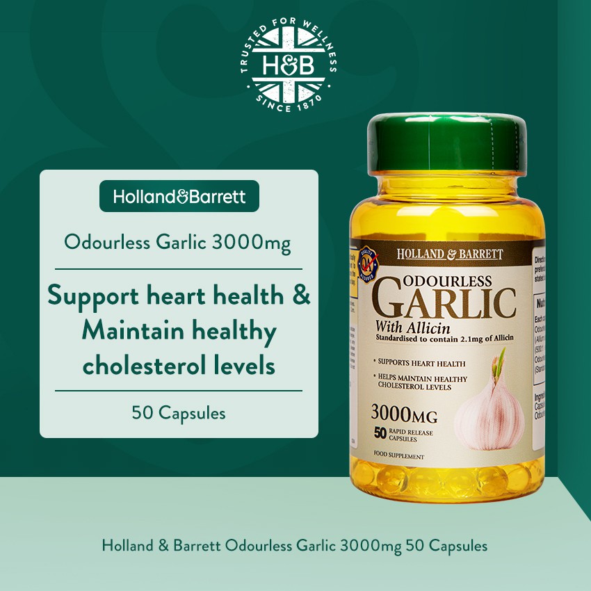 Holland & Barrett Odorless Garlic 3000mg 50 Rapid Release Capsules With