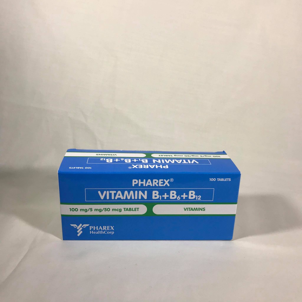 Pharex - Vitamin B1+B6+B12 100mg/5mg/50mcg Tablet Box of ...