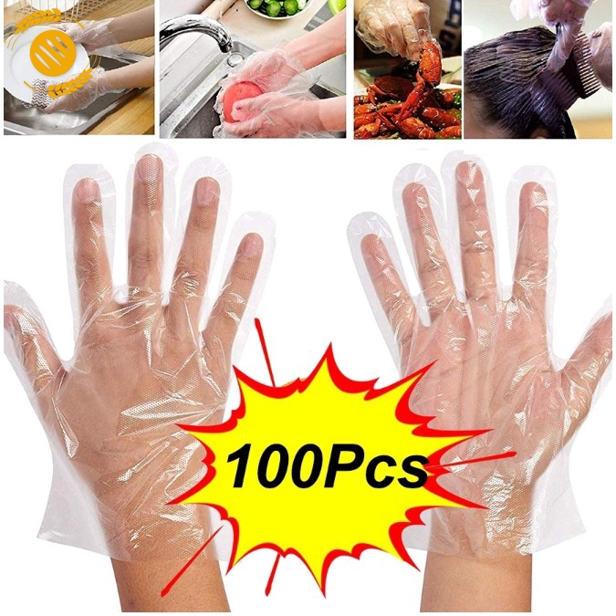 100pcs Eco-friendly Disposable Gloves For Food Cleaning Cooking Kitchen Garden A 