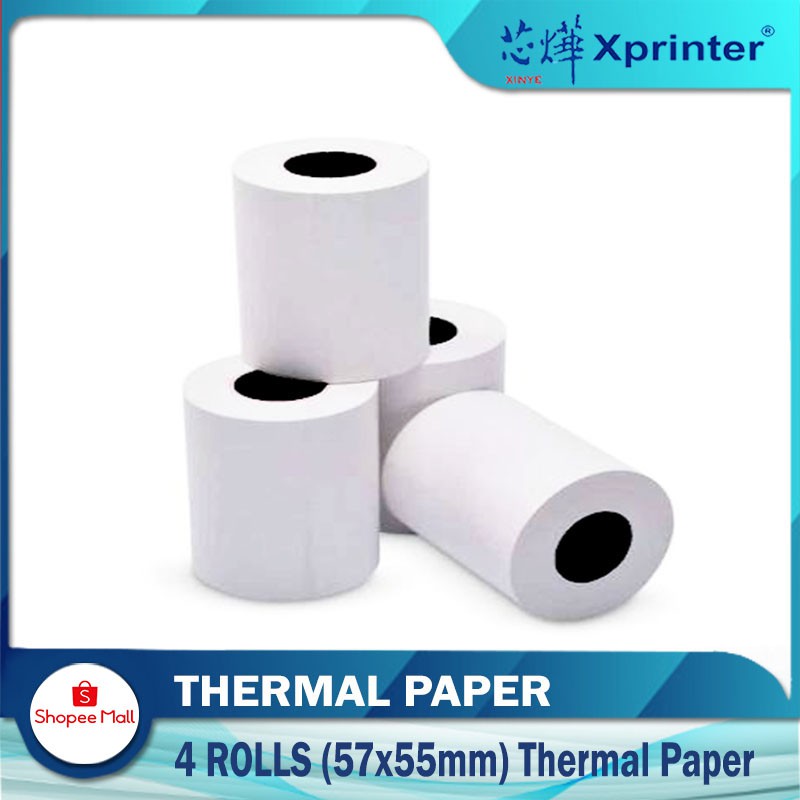 Xprinter 57mm55mm Thermal Paper Roll 4 In 1 Pack Pos And Credit Card Terminals Shopee Philippines 3569