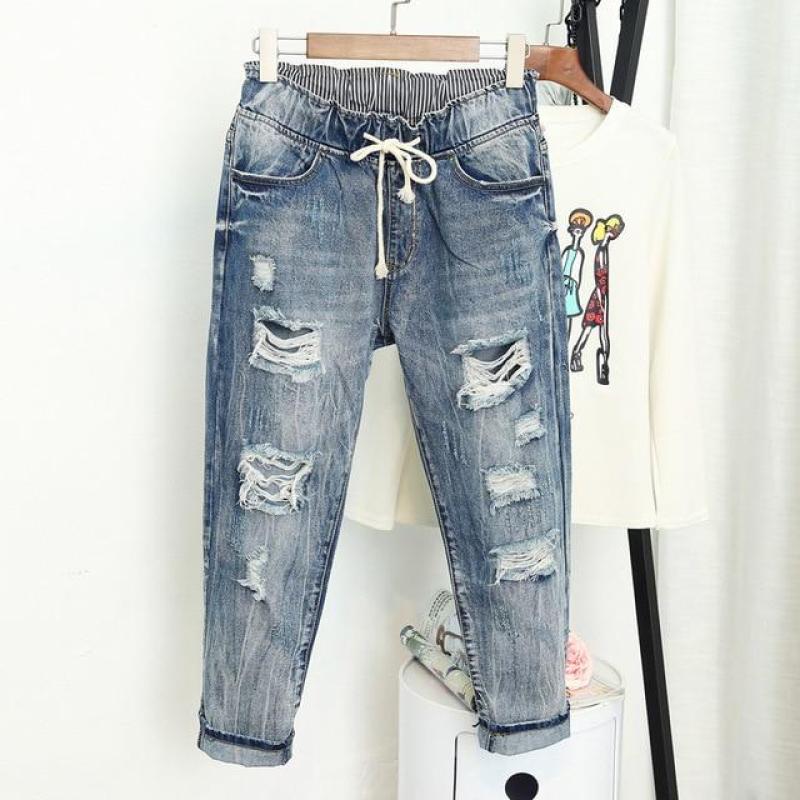 women's plus size distressed boyfriend jeans
