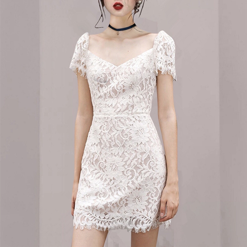 lace mini dress with sleeves