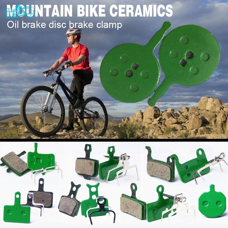 Outdoor Ceramics Oil Disc Brake Pads Mountain Bike Brake Waterproof Green 1 Pair