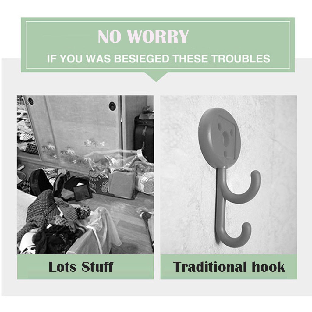 3pcs Plastic Shape Hooks Rotatable Rack Shoes Towel Bag Holder for Wardrobe Kitc