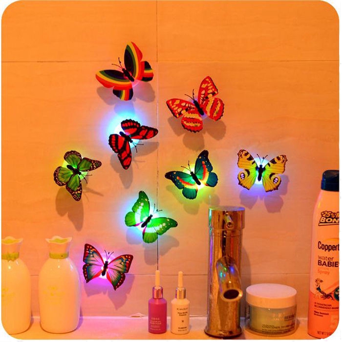 5PC 7 Colors Change 3D Butterfly LED Night Light Lamp Home