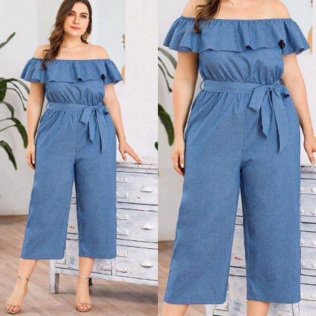 belt denim jumpsuit