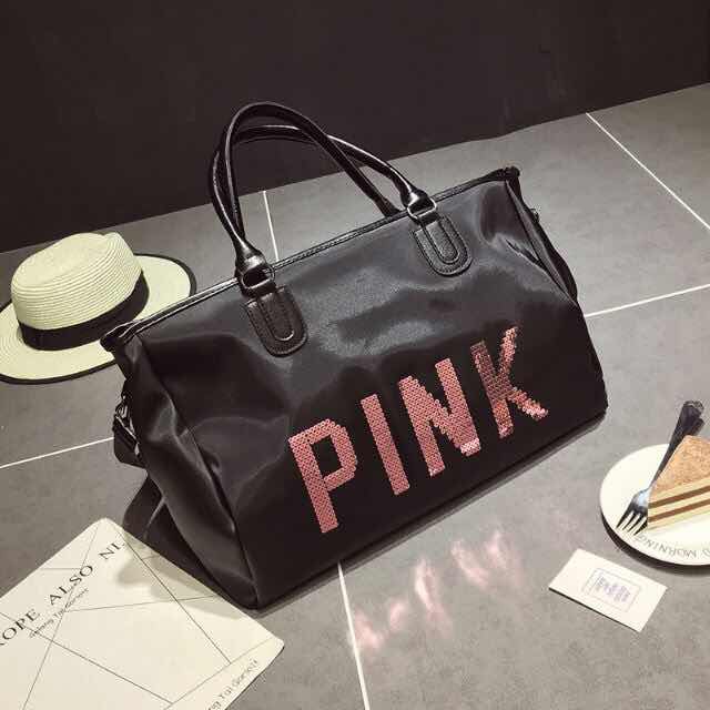 Korean Pink 2 Ways Tote Bag & Travel Hand Bag Series (Large) | Shopee ...