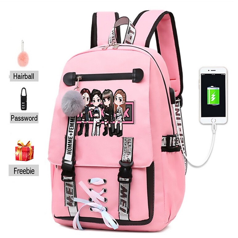 Blackpink Backpack for Girls Women Bag beg blackpink sekolah with USB ...