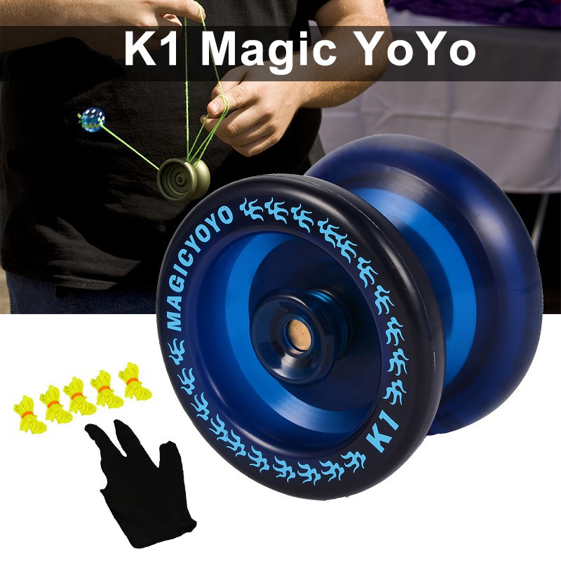 Magic YOYO Professional K1 YoYo Ball Blue 5 Strings Glove Kids Toy TH358 