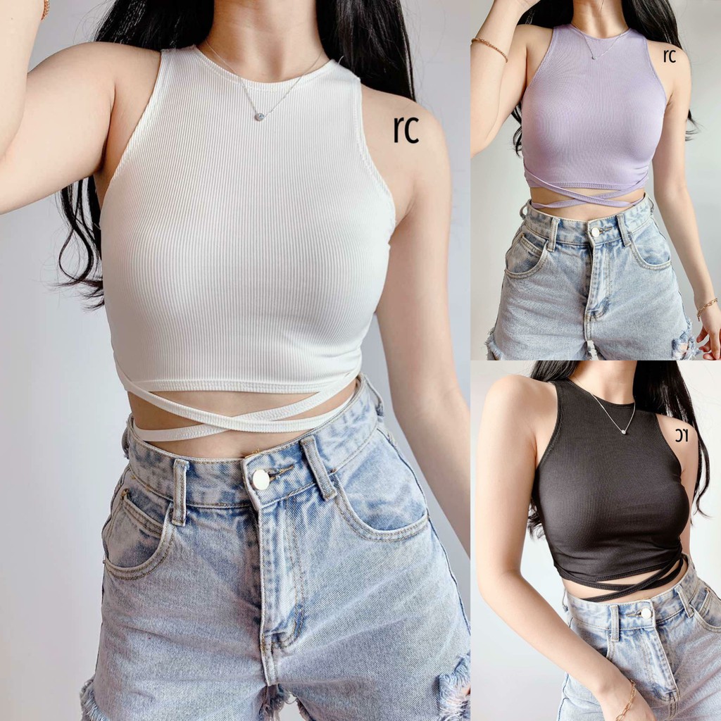 Ex Top Knitted Sexy Sando Crop Top | Shopee Philippines